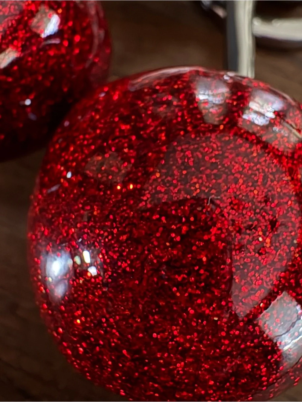 Coach Red Glitter Cherry Keychain with Silver Hardware